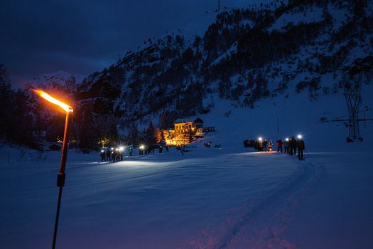 Ciaspole by night in Val Biandino