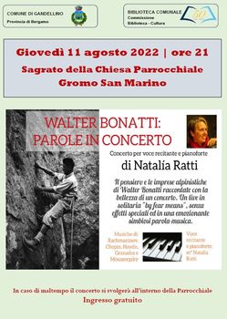 Gandellino, parole in concerto dedicate a Walter Bonatti